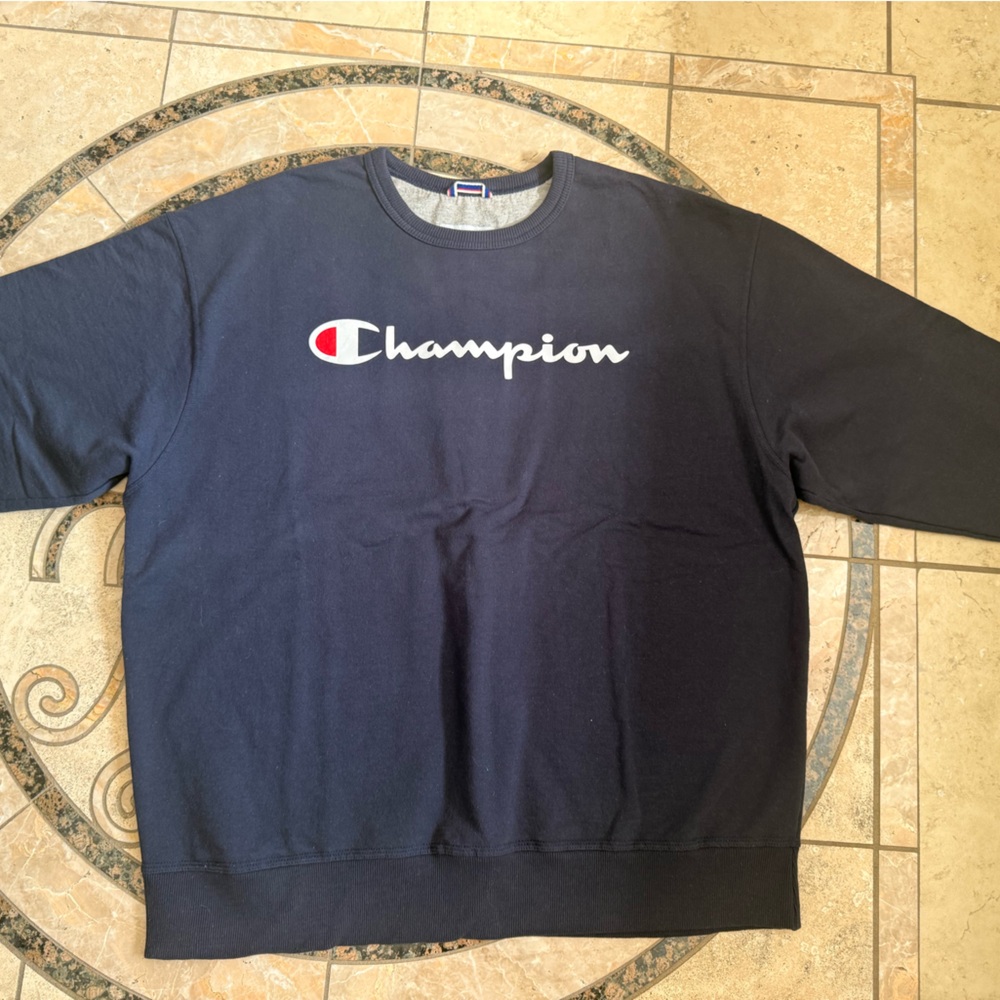 Champion Gray and Navy Athletic Sweatshirt